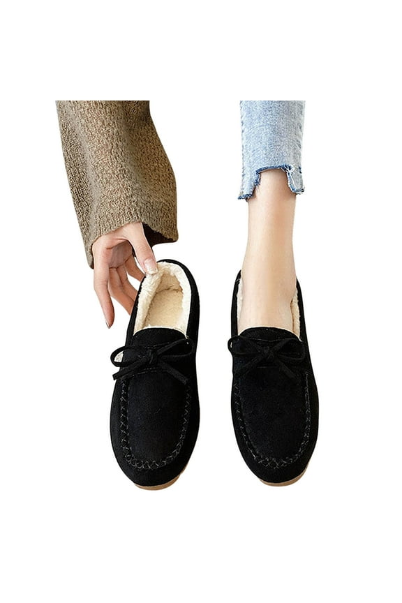 Women's Slippers Cozy Boot,Warm Lined Lace-Up Cozy ,Foam,Indoor/Outdoor,Warm Loafer Shoes Lightweight Fleece Lined SLIPER-on Barefoot Slippers