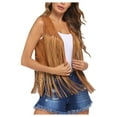 thumbnail image 1 of BEFOKA Women's Western Fringe Vests Cowboy Outfits 70s Hippie Faux Suede Tessel Jacket Cardigan Outwear, 1 of 5