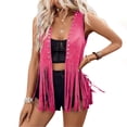 thumbnail image 1 of BEFOKA Women's Western Fringe Vests Cowboy Outfits 70s Hippie Faux Suede Tessel Jacket Cardigan, 1 of 7