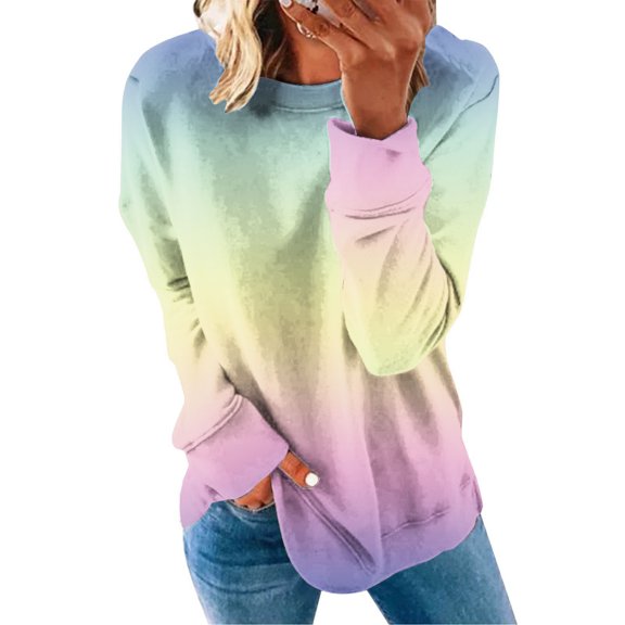 BEFOKA Womens Casual Shirts Crewneck Long Sleeve Sweatshirt Fashion Pullover Work Tops Basic Tees Shirts Trendy Winter Fall Outfits Clothes 2025 Loose Fits Outerwear