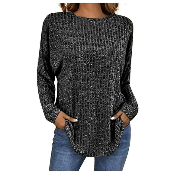 BEFOKA Womens Fall Long Sleeve Shirts Crewneck Casual Sweatshirt Fashion Pullover Work Tops Basic Tees Shirts Trendy Winter Outfits Clothes 2025 Loose Fits Outerwear