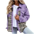 thumbnail image 1 of BEFOKA Womens Jean Classic Casual Denim Jacket Long Sleeves Plaid Trendy Loose Shacket Fall Trucker Coats Going Out Tops for Women Jean Jacket Sweatshirt, 1 of 5