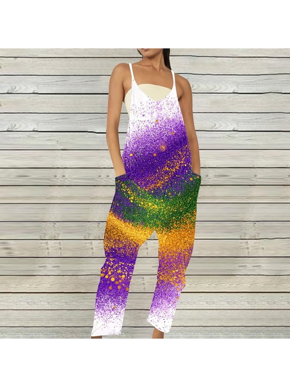 Womens Jumpsuits Casual Sleeveless Boho Wide Leg One Piece Jumpsuits with Pocket Crewneck Baggy Overalls Date Night Vacation Womens Rompers For Summer S