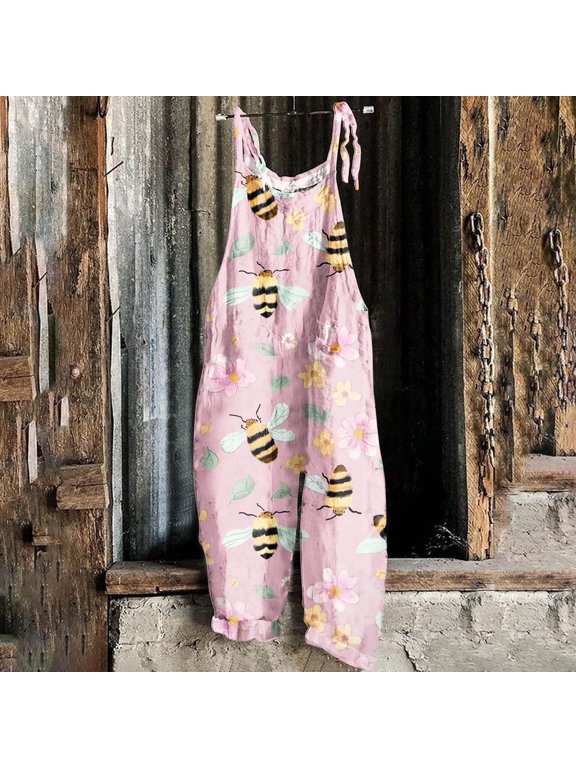 Womens Jumpsuits Elegant Sleeveless Baggy Overalls Adjustable Spaghetti Strap One Piece Jumpsuits with Pocket Crew Neck Boho Wide Leg Pant Going Out Beach Summer Rompers For Women 2026 M