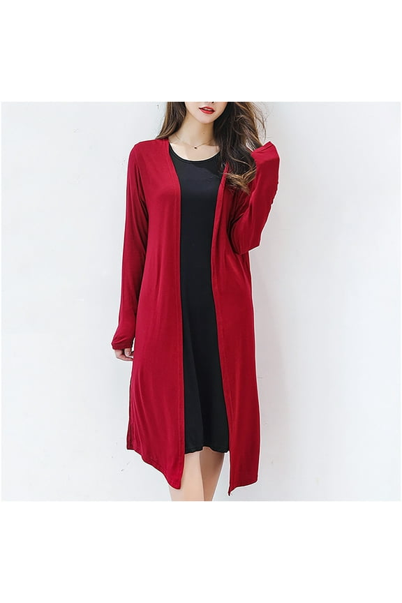 Womes Lightweight Maxi Longer Length Open-Front Long-Sleeve Sweater Stretch Flowy Kimonoes Cardigans Summer Beach Cover Up Tops Going Out top Fall Loose Fits 2025