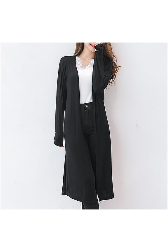 Womes Lightweight Maxi Longer Length Open-Front Long-Sleeve Sweater Stretch Flowy Kimonoes Cardigans Summer Beach Cover Up Tops Going Out top Fall Loose Fits 2025