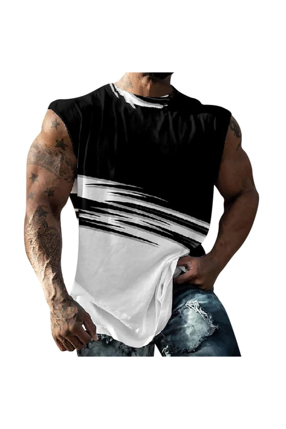 Workout Tank Tops For Men Hawaiian Print Crew Neck Muscle Top Sleeveless Casual Shirts Bodybuilding Tees Athletic Fitted Shirts XXXXXL