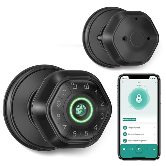 BEFUNZL Fingerprint Door Lock, Smart Door Handle, Keyless Entry Door Handle with Password Keypad, Smart Door Lock with APP Control, Suitable for Home, Bedroom, Apartment, Hotel, Office