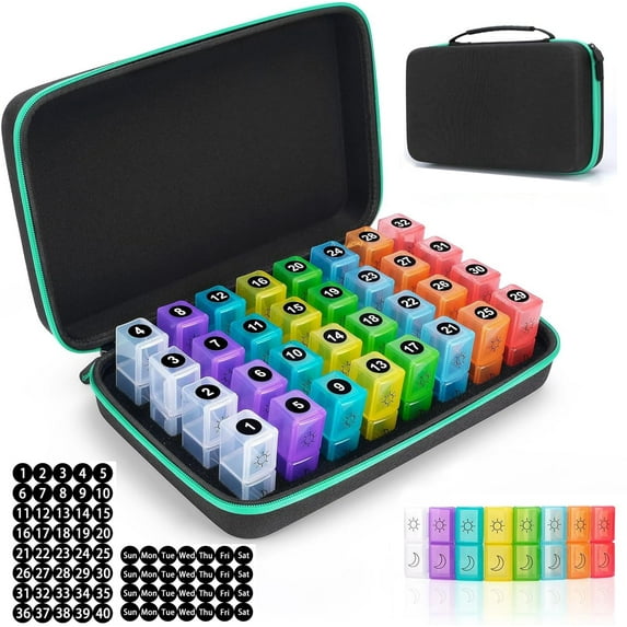BEFUNZL Monthly Pill Organizer 2 Times a Day, Medicine Organizer Box 32 Days Pill Holder