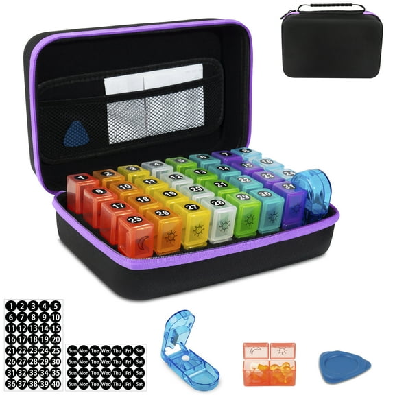 BEFUNZL Monthly Pill Organizer 2 Times a Day, Medicine Organizer Box with Pill Cutter 31 Days Pill Holder
