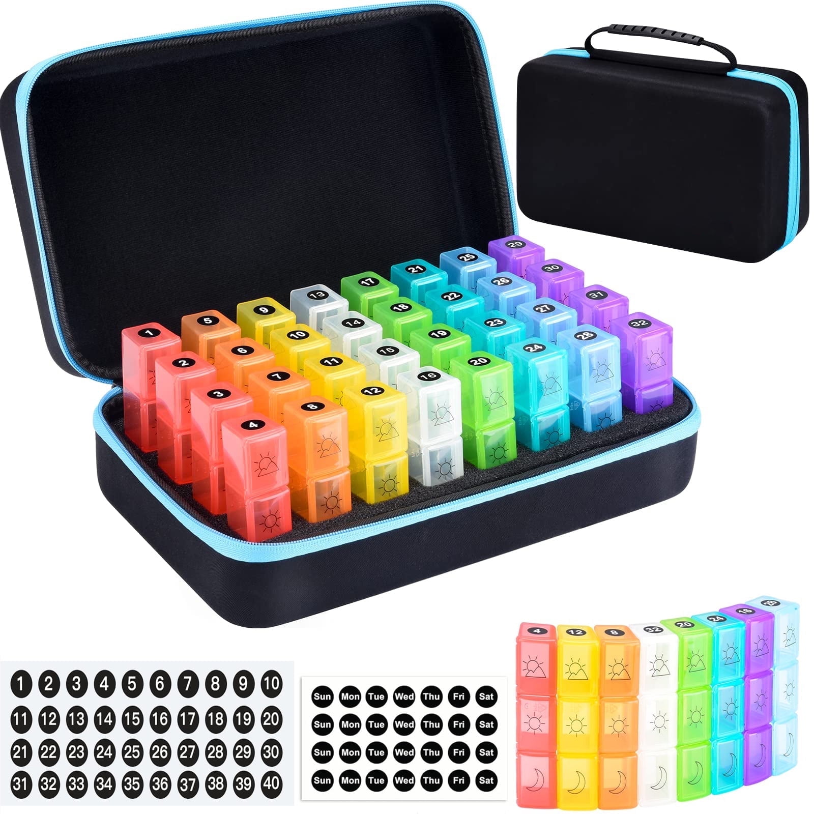 BEFUNZL pill organizer ,3x a day, month pill box organizer, 32 days travel pill box manager