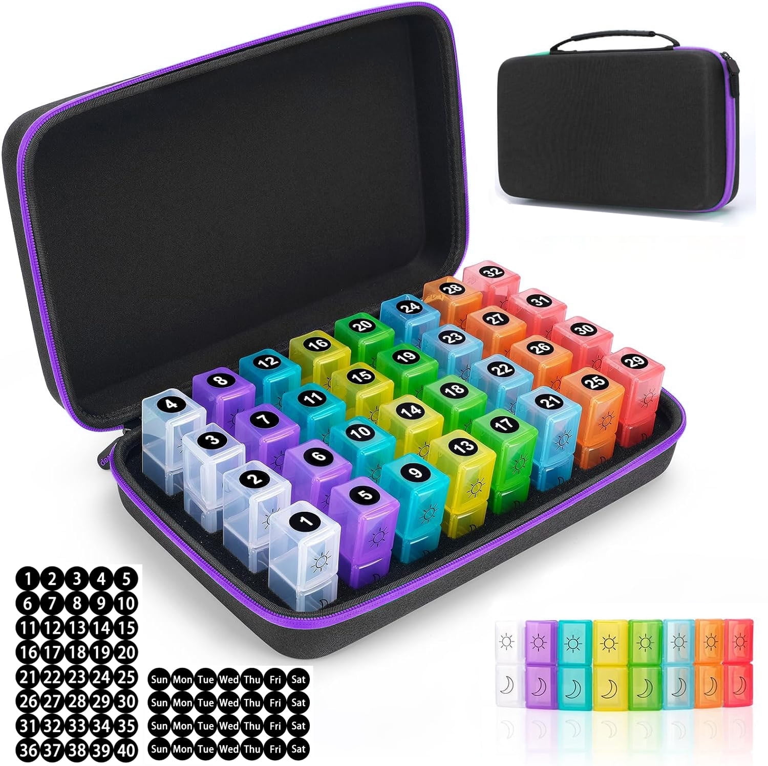 BEFUNZL Monthly Pill Organizer 2 Times a Day, Medicine Organizer Box 32 Days Pill Holder