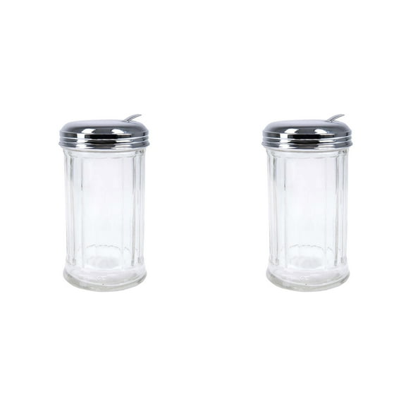 BEGHT 1/2/3Pcs Glass Sugar Dispenser with Pour Spout and Stainless Steel Flip Lid - Durable, Classic Conveniently Sized Multifunctional Powdered Creamer Dispenser for Coffee Bar,Pepper, Retro.