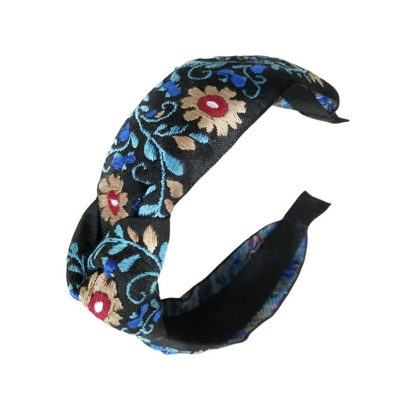 BEGHUAS Colorful Knotted Wide Headbands with Embroidery Flower Designs Great for Mexico Independence Days Gathering Celebration