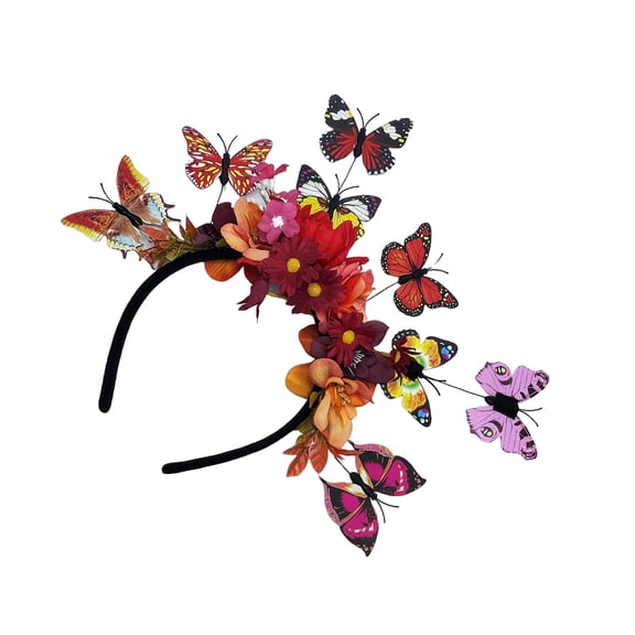 BEGHUAS Flexible Butterfly Flower Hairband Ethnic Headpiece With 3D Design For Cocktails Parties and Wedding Event