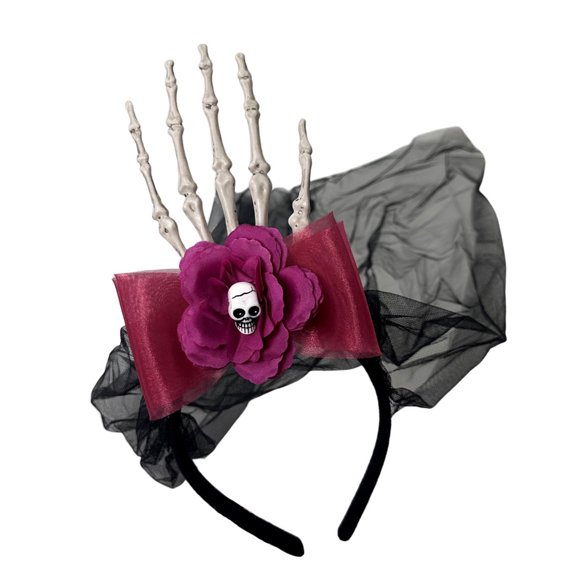 BEGHUAS Realistic Skeleton Hand Mesh Hairband Adjustable Resin Headband Cosplay Hair Accessories For Halloween Costume Parties
