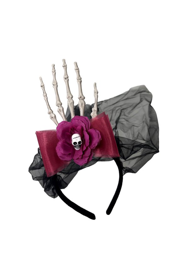 Realistic Skeleton Hand Mesh Hairband Adjustable Resin Headband Cosplay Hair Accessories For Halloween Costume Parties