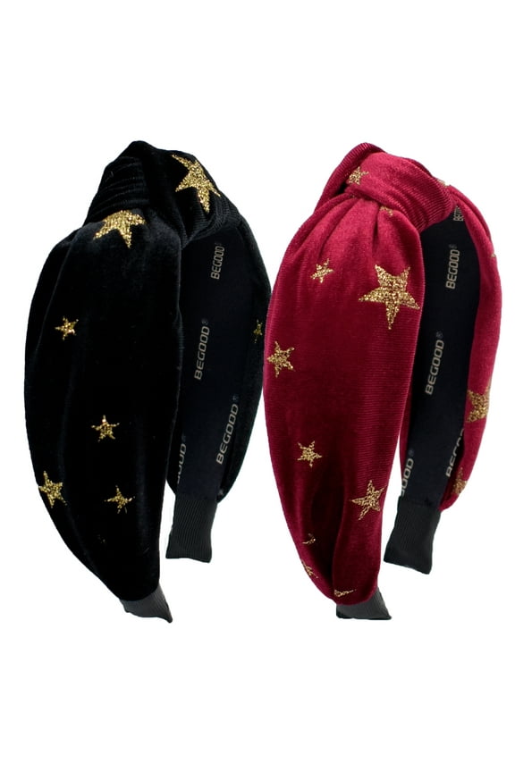 2Pcs Star Knotted Headbands for Women Velvet Fashion Hairband for Girls Top Knot Hair Band