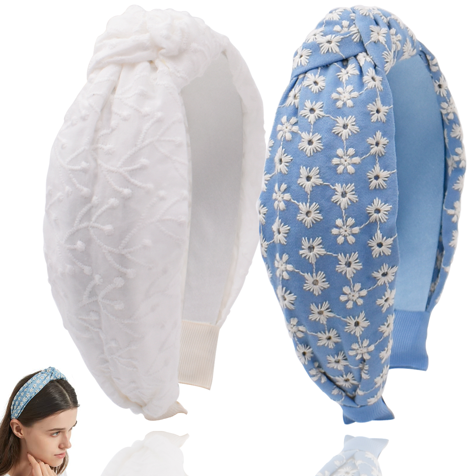 TELOLY 1 inch 25mm Wide White Plain Plastic Headbands Bulk 12 Pieces