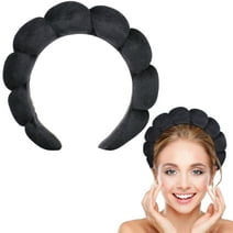 BEGOOD Spa Headband for Women Sponge Headband for Washing Face Terry Towel Cloth Fabric Hair Mimi and Co Head Band Makeup Skincare Headband Hair Accessory Black