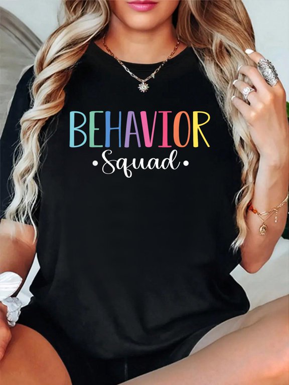 BEHAVIOR SQUAD Team ABA Therapist RBT Therapy Behavior T-Shirt Graphic Tee summer Tops For Women Round Neck Fashion Cotton shirts