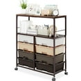 thumbnail image 1 of BEHERZT 8 Drawers Storage Cart with Wooden Top, Multipurpose Utility Rolling Cart with Opening Shelf&Wheels, Brown, 1 of 7