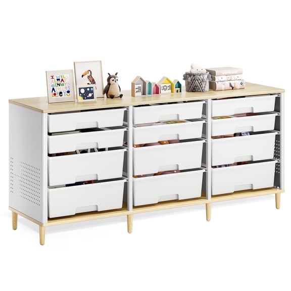 BEHERZT Sideboard Storage Cabinet with 12 Drawers , for 32-45'' TV Stand , Fluted Modern Buffet Cabinet for Living Room, Bedroom , School