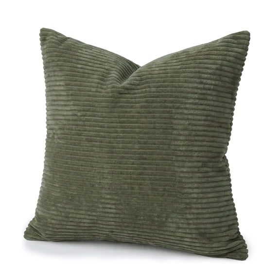 BEHOST 1 Pack Couch Pillows with Insert and Removable Cover, Green Corduroy