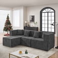 thumbnail image 1 of BEHOST 102.5" L Shaped Sectional Couches for Living Room, Chenille Cloud Sofa with Ottoman and 4 Pillows, Dark Gray, 1 of 9