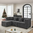 thumbnail image 1 of BEHOST 102.5" L Shaped Sectional Couches for Living Room, Chenille Cloud Sofa with Ottoman and 4 Pillows, Dark Gray, 1 of 9