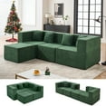 thumbnail image 1 of BEHOST 102.5" Modular Sectional Sofa for Living Room, L Shaped Cloud Couch with Ottomans and 4 Pillows, Forest Green, 1 of 9