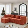 thumbnail image 1 of BEHOST 102.5" L-Shaped Cloud Couch with Ottoman, Modular Sectional Sofa for Living Room, No Assembly Required, Rust Red, 1 of 9