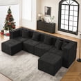 thumbnail image 1 of BEHOST 130" U-Shaped Modular Sectional Sofa, 6-Piece Cloud Couch with 2 Movable Ottomans, Extra Deep Seat Chenille Sleeper Sofa, Flexible Oversized Modern Sofa Set for Living Room, Chenille Black, 1 of 10