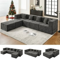BEHOST 130" Oversized Modular Sectional Sofa for Living Room, Flexible Combination U Shaped Chenille Cloud Couch, Dark Gray