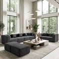 thumbnail image 1 of BEHOST 130" 8-Piece Modular Sectional Sofa with Ottomans, U-Shaped Pit Couch for Living Room, Modern Teddy Fabric Cloud Couch Set, Large Sleeper Sofa with Deep Seats, Dark Gray, 1 of 7
