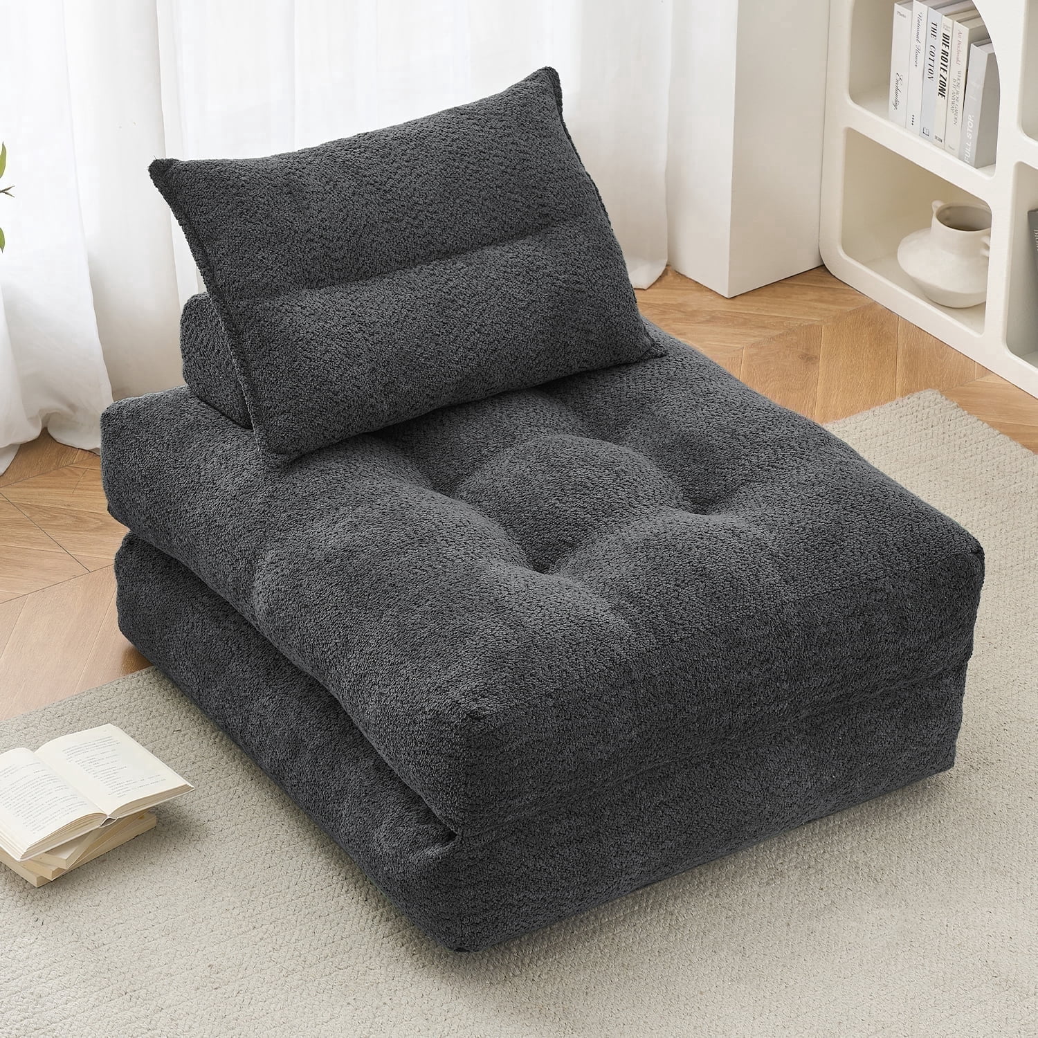 BEHOST 86" 4 Pack Large Futon Sofa Bed for Adults, 3-in-1 Convertible Folding  Chair Bed Sleeper Chair,  Dark Gray