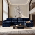 thumbnail image 1 of BEHOST 6-Piece 130" Modular Sectional Sofa, Velvet Boneless Cloud Couch with Dog Pad, Oversized Deep Seat Couches for Living Room, Navy Blue, 1 of 10