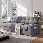 BEHOST 75.6" 3 Seater Sofa Couch for Living Room, Boneless Couch with Extra Deep Seats, Cloud Sofa with Upholstered & Side Storage, Dark Gray