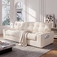 thumbnail image 1 of BEHOST 75.6" Chenille 3-Seater Sofa with Extra Deep Seats，Upholstered Couch with Side Storage & 2 Pillows, Cloud Sofa for Living Room，White, 1 of 10