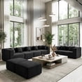 thumbnail image 1 of BEHOST 130" 8-Piece Modular Sectional Sofa with Ottomans, U-Shaped Pit Couch for Living Room, Modern Teddy Fabric Cloud Couch Set, Large Sleeper Sofa with Deep Seats, Classic Black, 1 of 7
