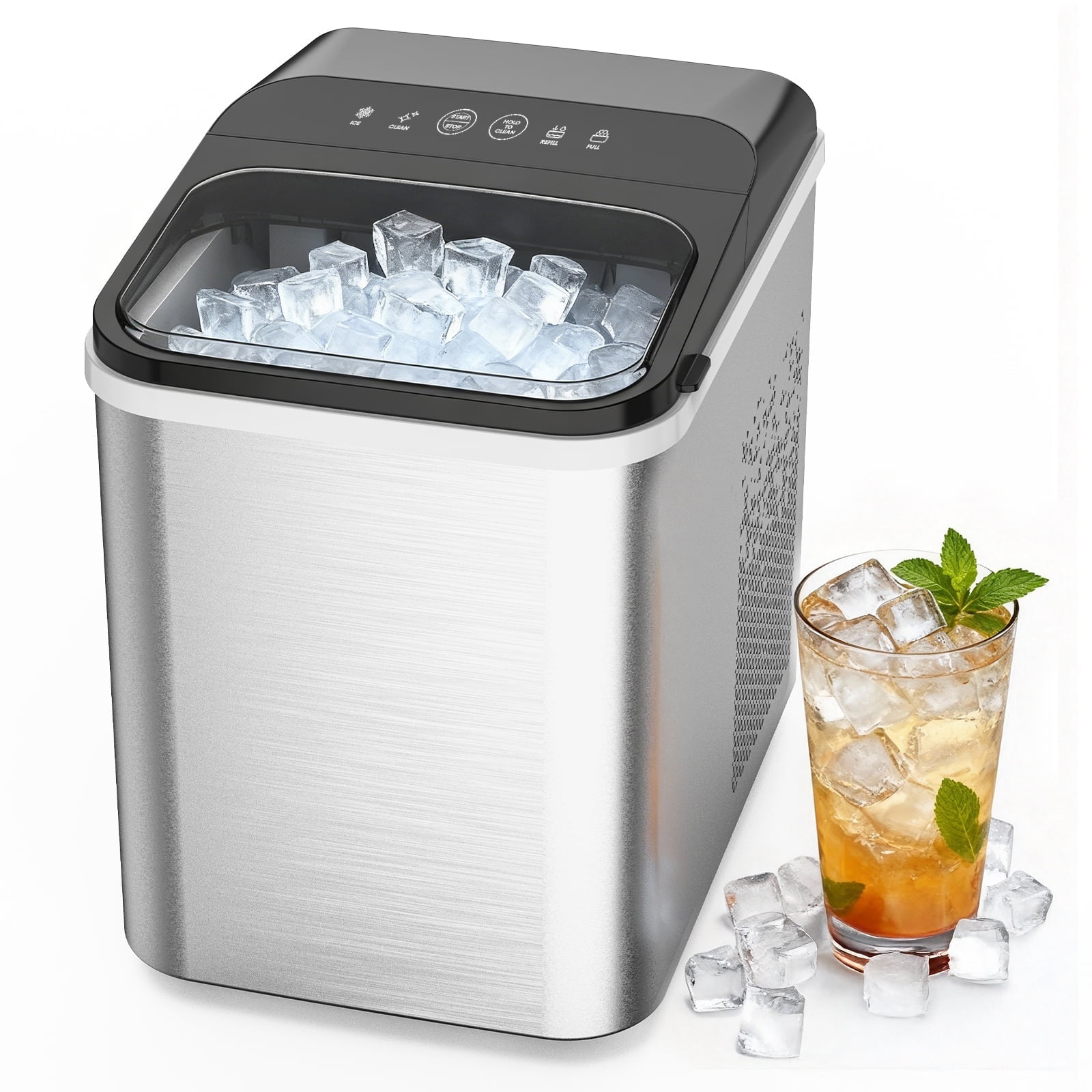 BEHOST Portable Bullet Ice Maker Countertop Compact Ice Cube Machine Home Kitchen Office 2 Ice Sizes 8 Cubes Cycle Easy Operation LED Indicators Clea