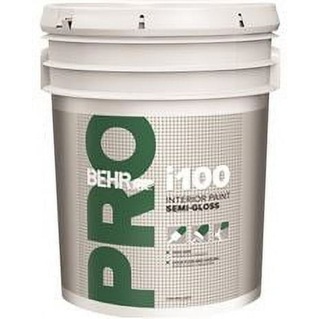 BEHR PRO I100 SEMIGLOSS INTERIOR PAINT, WHITE, 5 GALLON