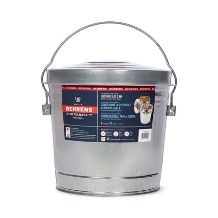 BEHRENS Galvanized Steel Locking Lid Storage Can, 6-Gallon