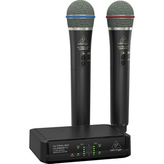 Behringer ULTRALINK ULM302MIC High-Performance 2.4GHz Digital Wireless System with 2x Handheld Mics & Dual-Channel Receiver
