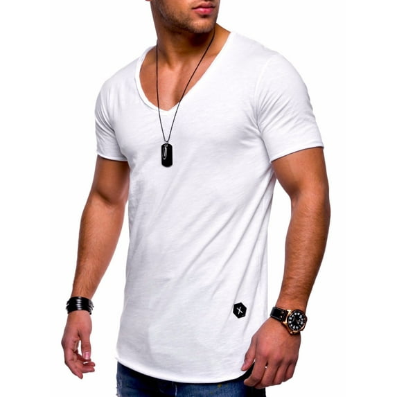BEHYPE Men's Basic T-Shirt Polo Muscle Tee Casual Tops MT-7102 (S,White)