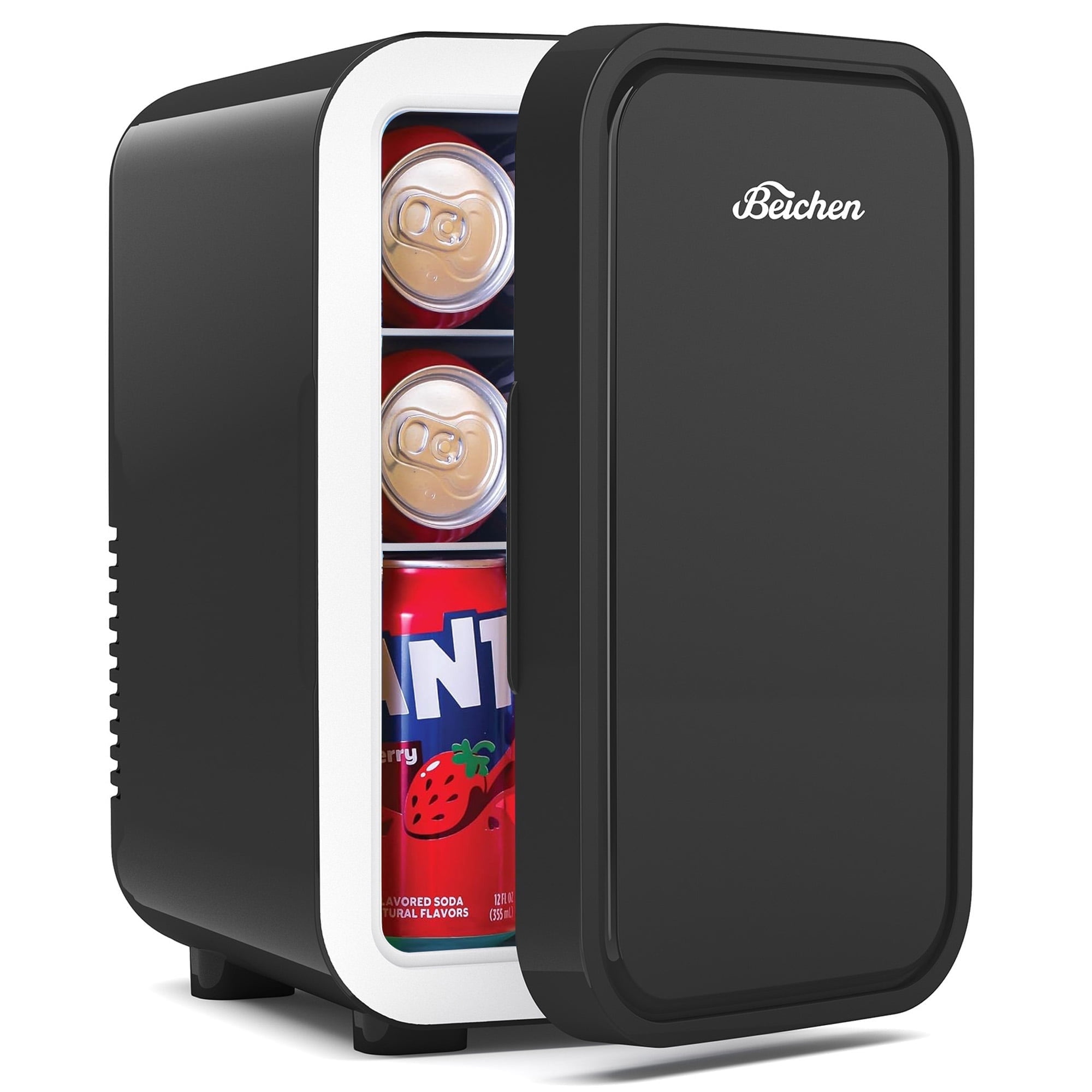 Open Box BEICHEN Mini Fridge, 6 Liter/8 Can Small Fridge, AC/DC Portable Skincare Fridge, Cooler and Warmer Refrigerators for Bedroom, Skincare, Beverage, Office, Dorm, Car, Black