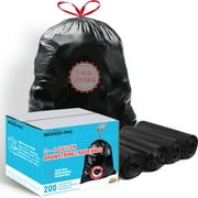 BEIDOU-PAC 2-4 Gallon Trash Bags Drawstring, 200 Count, Black & Unscented Small Garbage Liners