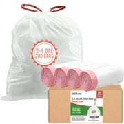BEIDOU-PAC 2-4 Gallon Trash Bags Drawstring, 200 Count, White & Unscented Small Garbage Liners
