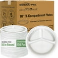 thumbnail image 1 of BEIDOU-PAC 3 Compartment Compostable Heavy Duty Disposable Paper Plates, 10", 150 Count, White, 1 of 8