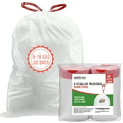 BEIDOU-PAC 8-10 Gallon Trash Bags Drawstring, 60 Count, White & Unscented Medium Garbage Can Liners